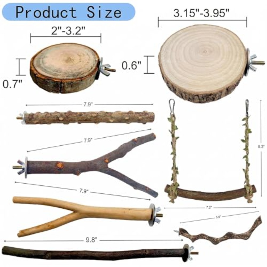 8PCS natural wood bird perches - đánh giá và giá Health & Wellness Farmacia Inc